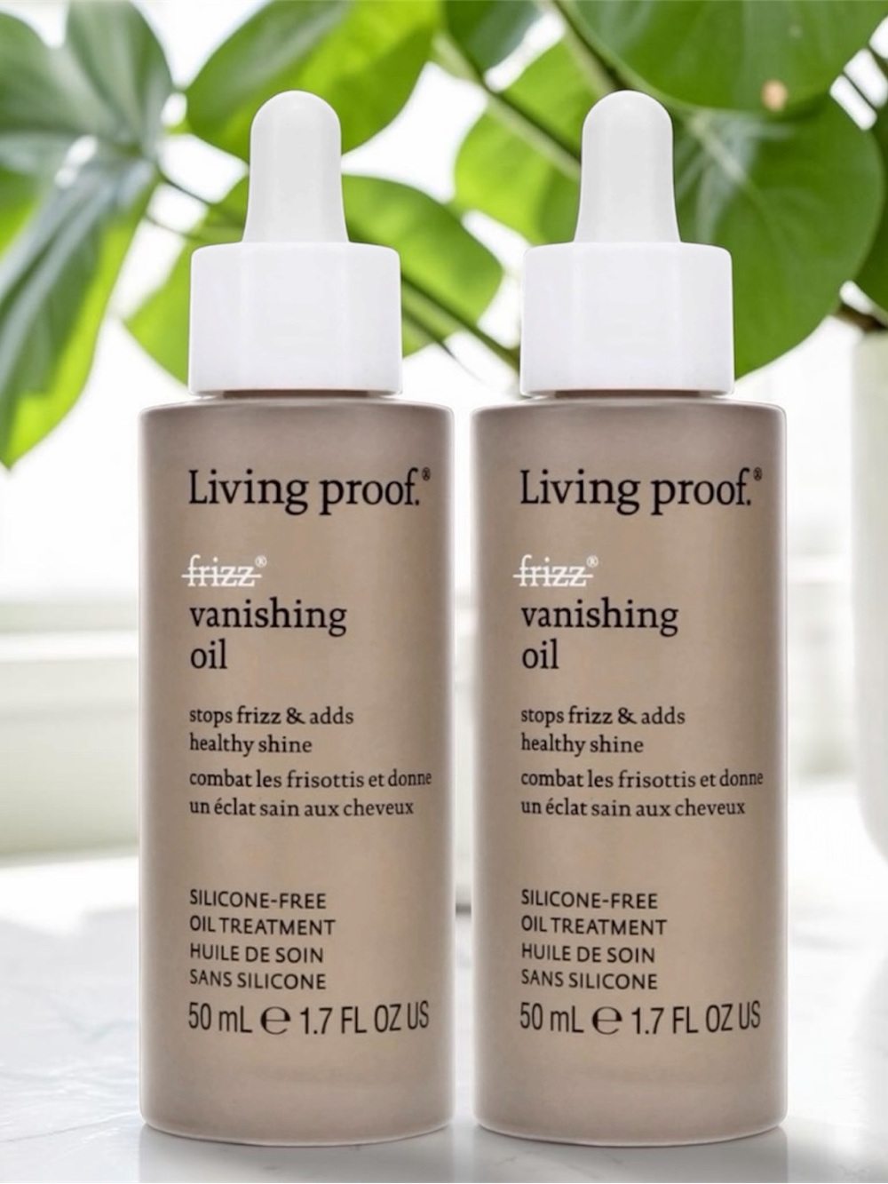 2 Living Proof Anti Frizz Vanishing Oil Silicone Free 1.7 fl oz each HOLY GRAIL
